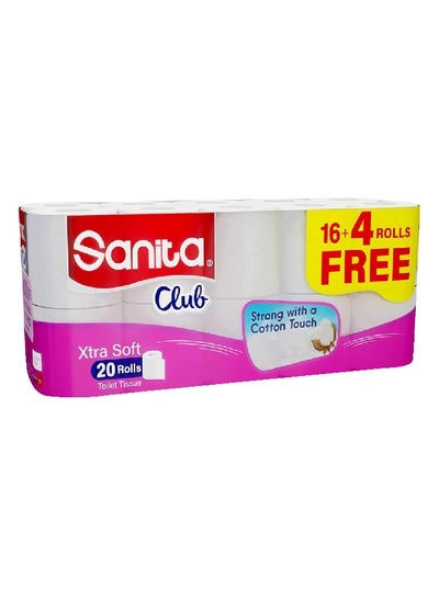 اشتري 20-Piece 2-Ply Club Xtra Soft High Absorption Toilet Tissue Roll Set White 19.5 x 20.5 x 50 cm TT22EB2020P12 في السعودية