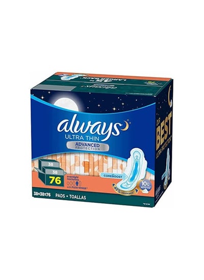 Buy Ultra Thin Advanced Overnight Pads 76 Count in UAE