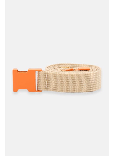 Buy Women Textured Belt, Beige in Saudi Arabia