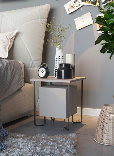 Buy Acres Nightstand Manufacture Wood Combine With Stylish Metal Legs For Multifunctional Side Table End Table Light Mocha 40x40x45 cm in UAE