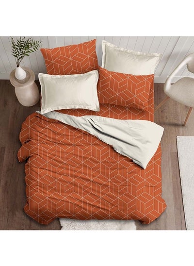 Buy Plush-Single Bed Comforter Set Of 3 Prism Rust 1 X Sb Comforter - 150X230 Cm; 1 X Fitted Sheet - 120X200+30 Cm; 1 X Pillow Case - 50X75 Cm in UAE