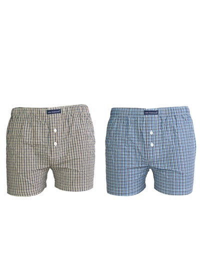 Buy John Gladstone Men's Cotton Woven Boxer - Pack of 2 in UAE