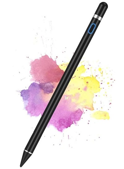 اشتري Active Stylus Pens for Touch Screens,  Stylist Digital Pen, 1.5mm Fine Point Rechargeable iPad Pencil for Drawing/Writing/Playing, Compatible with iOS/Android and Other Tablets(Black) في الامارات