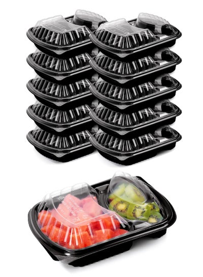 Buy Meal Prep Container Reusable Bpa Free - [10 Pack] 2 Compartment (32 ounces) Disposable Rectangular Food Container with Lids Vacuum Seal Meal Prep Tupperware Microwaveable Freezer to Go Containers in UAE