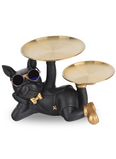 Buy Bulldog Statue, with Tray French Bulldog Statue Black Bulldog Home Decor Tray Home Statue Table Decor Living Room Decor Entryway Table Home Decor (Black) in Saudi Arabia