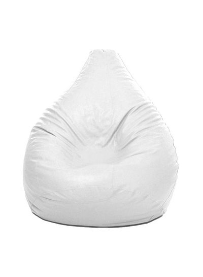 Buy XXL Faux Leather Multi-Purpose Bean Bag With Polystyrene Filling White in UAE