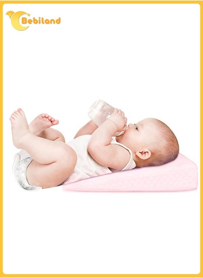 Buy Soft Square Crib Wedge Pillow with Washable Cover, Feeding Pillows for Reflux Baby Sleep 30 * 33 * 7cm, Gerd (Pink) in Saudi Arabia