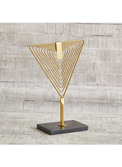 Buy Metal Triangle Decorative Accent with Marble Base 23.5 x 31.5 x 10.5 cm in UAE