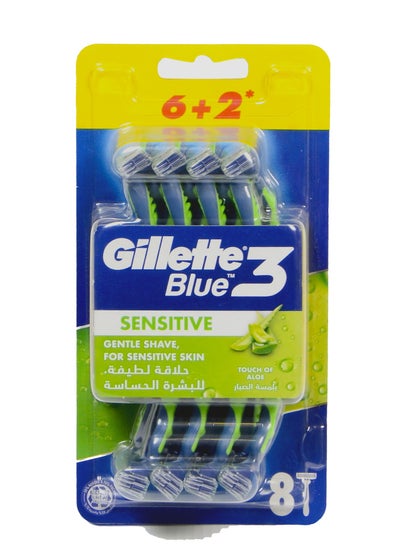 Buy Gillette Blue 3 Sensitive Disposable Razors  6+2 Free Razors in Egypt