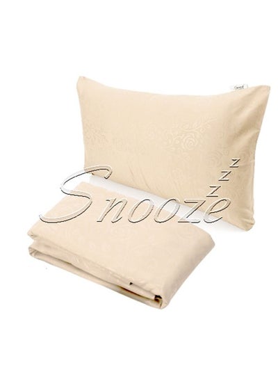 Buy Snooze Flat Jakared microfiber Bed Sheet - Beige  (flowery design) 180*240 Cm + Free Pillowcase in Egypt