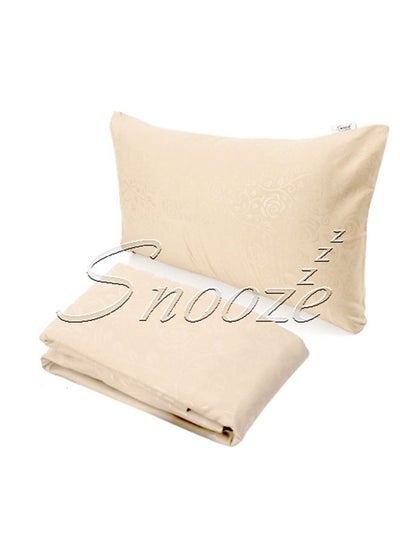 Buy Snooze Flat Jakared microfiber Bed Sheet - Beige  (flowery design) 180*240 Cm + Free Pillowcase in Egypt