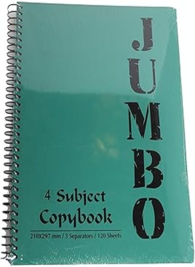 Buy JUMBO 4 SUBJECT COPY BOOK 210 * 297MM/3 SEPARATORS/160 SHEETS, assorted colors in Egypt