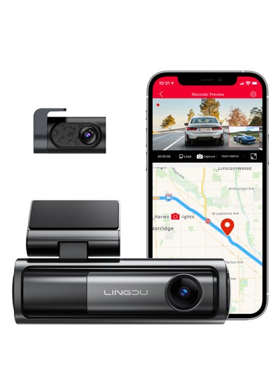 اشتري LINGDU LD06 5K Dash Cam Bluetooth Car Dash Camera Front and Rear Inside with GPS, 5G WiFi, APP and Voice Control, Loop Recording, G-Sensor, Parking Monitor في السعودية