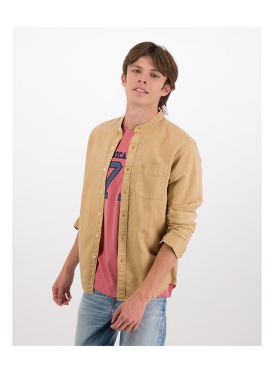 Buy AE Linen Band Collar Button Up Shirt in Egypt