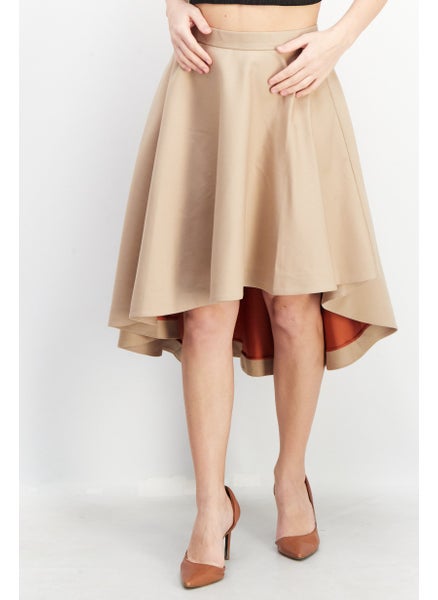 Buy Women Plain Midi Skirts, Beige in UAE