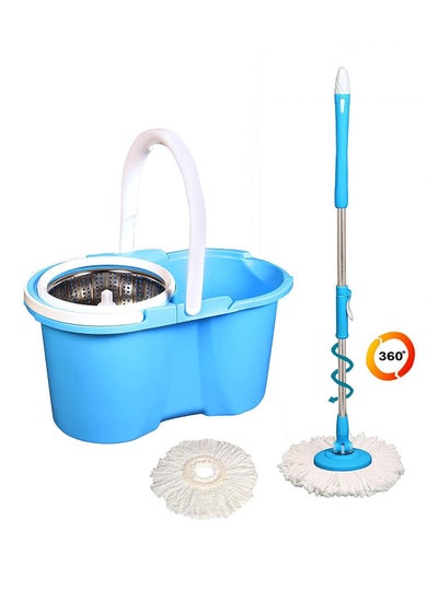 Buy 360° Steeliness Steel  Spin Round Mop, Steel Centre with a Bucket Blue. in UAE