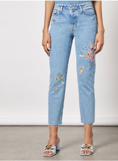 Buy Embroidered Straight Jeans in UAE