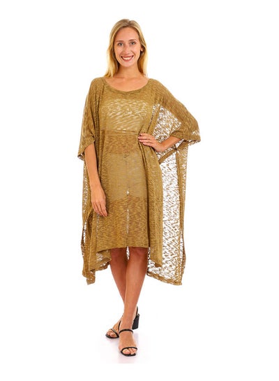 Buy Knitted Loose Wide Round Cover-up - Khaki in Egypt