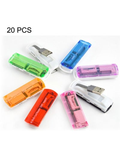 Buy 20 PCS USB 2.0 Multi Card Reader, Support SD / MMC, MS, TF, M2 Card, Random Color Delivery in Saudi Arabia