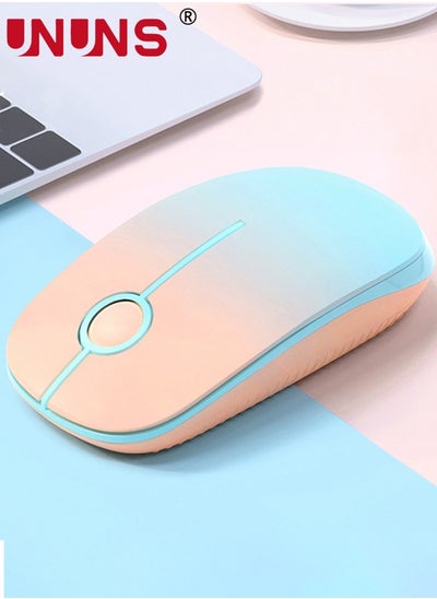 Buy Wireless Mouse,2.4G Slim Portable Wireless Mouse With Nano Receiver,Silent Mobile Optical Mice,1600 DPI,Precise Control,For Notebook/PC/Laptop/Mac,Gradient Orange To MintGreen in UAE