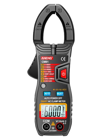 اشتري CM81 Smart AC Clamp Meter Clamp Type Multimeter 6000 Counts Auto Range Voltmeter 600A Ammeter Resistance Meter with Flashlight  Black في السعودية