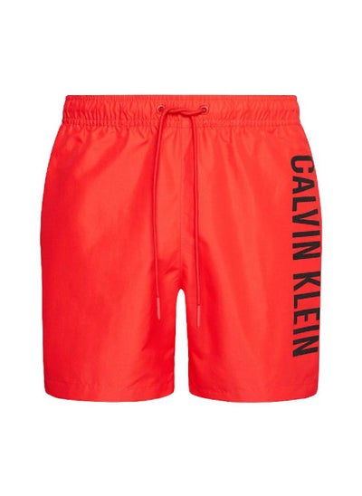 Buy Men's Medium Drawstring Swim Shorts - Intense Power -  medium length, Red in Saudi Arabia