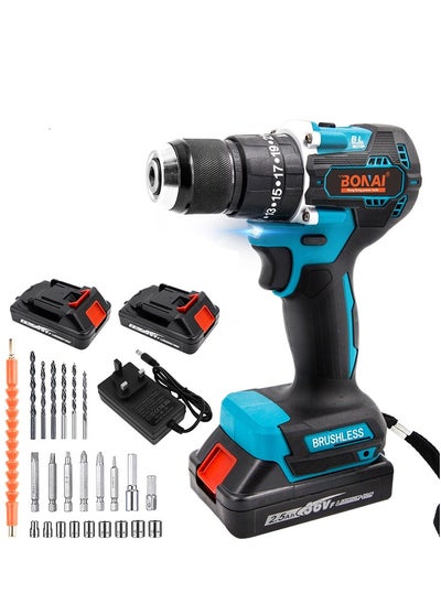 Buy Powerful 36V Cordless Hammer Drill Set: 10mm Capability, 950 RPM Speed, 24 Accessories, Perfect for Metal, Wood, and Wall Projects with Twin Batteries in UAE