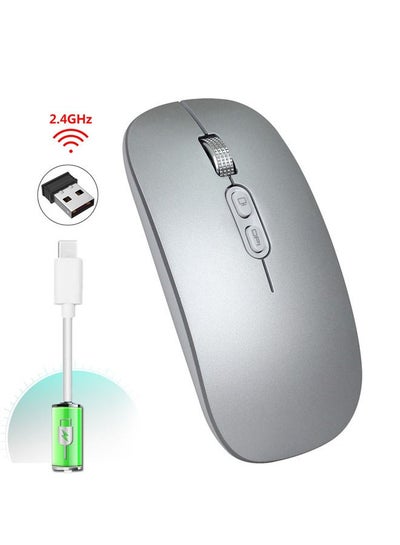 اشتري Wireless Mouse Wireless Mini Rechargeable Mouse 2.4GHz Silent Optical Wireless Mouse Quiet Click with USB Receiver and Type-c Adapter 3 Adjustable DPI(800/1200/1600) Mouse for Laptop PC Mac iPad في الامارات