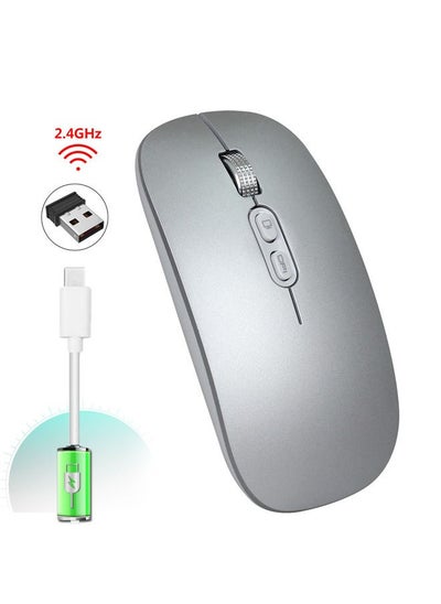 اشتري Wireless Mouse Wireless Mini Rechargeable Mouse 2.4GHz Silent Optical Wireless Mouse Quiet Click with USB Receiver and Type-c Adapter 3 Adjustable DPI(800/1200/1600) Mouse for Laptop PC Mac iPad في الامارات