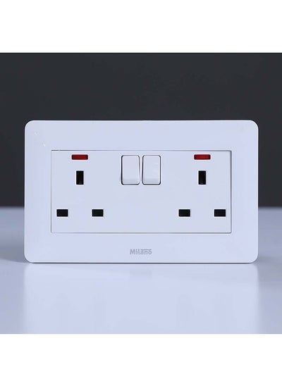 Buy Danube Home - Milano 13A Twin Socket With Switch & Led Indicator Wh Ps in UAE