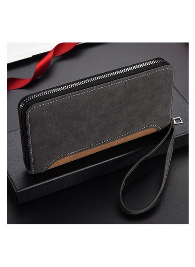 Buy Casual Multi Slot Mens Long Wallet Coin Purse Large Capacity Zipper Card Holder in UAE