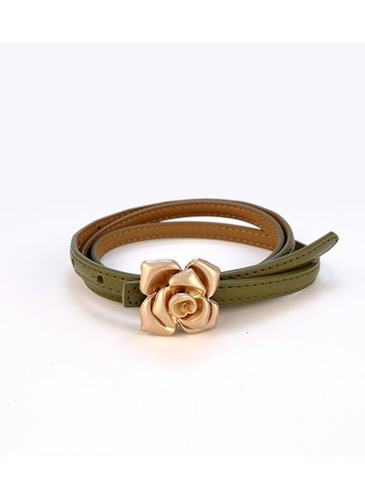 اشتري New Rose Metal Buckle Fashion Versatile Genuine Leather Waist Slim Fit Casual Belt في السعودية