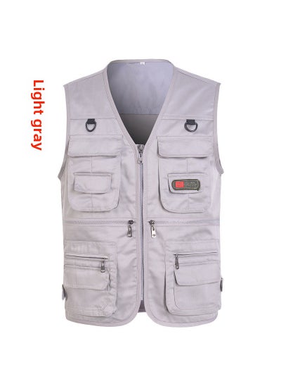 Buy Breathable Mesh Fishing Vest Men Multi-Pocket Waistcoat Spring and Autumn Gray in Saudi Arabia