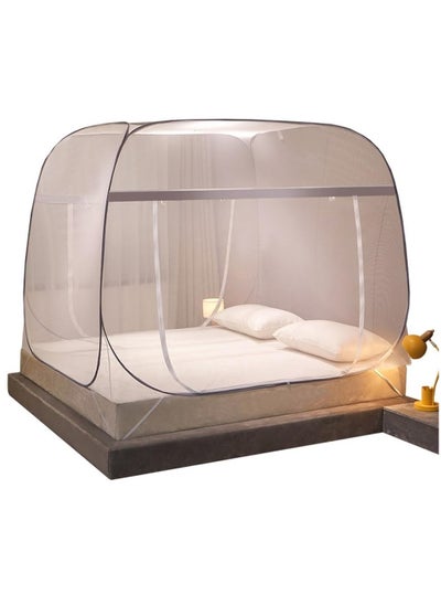 Buy Bed Mosquito Net, Pop-up Mosquito Net Tent for Indoor and Outdoor Use, Double Door Travel Mosquito Net with Mesh Bottom, Gray Edge 150*200cm in Saudi Arabia