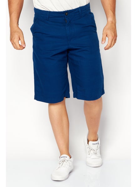 Buy Men Relax Fit Embroidered Logo Bermuda Short, Navy in UAE