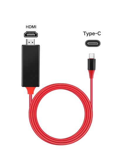 Buy 4K 1080P USB 3.1 Type C to HDTV HDMI Cable Red/Black in Saudi Arabia