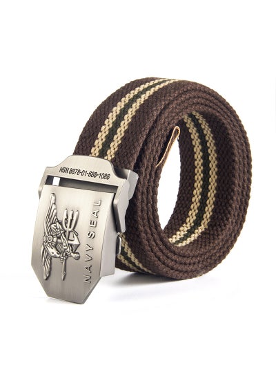 Buy NAVY SEAL Canvas Military Belt for MenCoffee Stripe Coffee Stripe in UAE