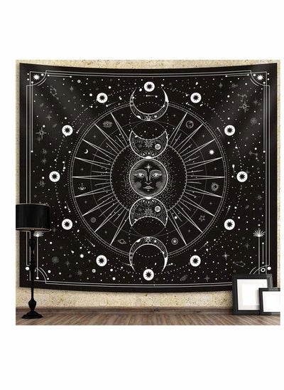 اشتري Sun Moon Tapestry Wall Hanging Stars Space Psychedelic Black and White Wall Tapestry for Bedroom Aesthetic Home Wall Décor في الامارات