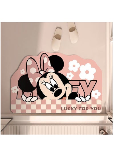 Buy Cartoon Minnie pattern special-shaped diatom bathroom mat, non-slip bathroom floor mat and quick-drying bathroom carpet, super absorbent bath mat, non-slip, thickened, soft, size 60cmx40cm in Saudi Arabia