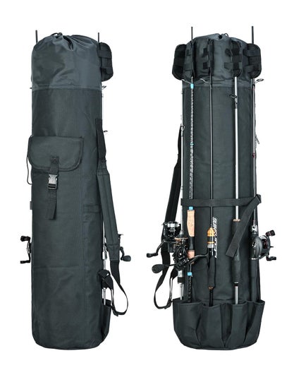 Buy Durable Folding Fishing Rod Bag, with Rod Holder Waterproof Fishing Pole Case Rod Bag Holds 5 Poles Tavel Case Large Capacity Organizer Fishing Gear Bag Gifts for Men(Black) in UAE