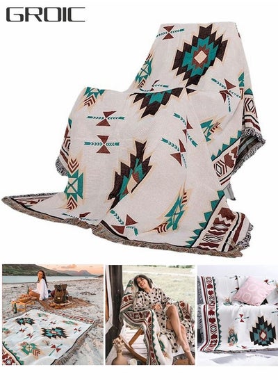 اشتري Beach Blanket ,Multi Use Outdoor Camping Mat, Picnic Blanket, Exercise Stretching Mat,Ethnic Style Windproof Blanket,Camping Supplies في السعودية