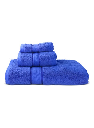 Buy Hotel Linen Klub LUXURY PACK of 3  Bathroom Towel Sets -100% Cotton 650 GSM Terry Dobby Border Ring Spun -Super Soft ,Quick Dry,Highly Absorbent,Bath Towel,Hand Towel and Face Towel,Royal Blue in UAE