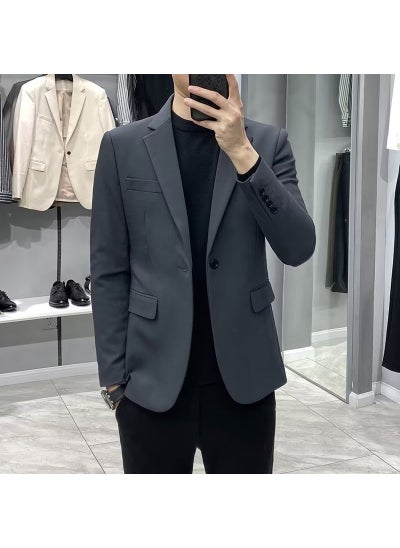 Buy 2023 Slim Fit Casual Blazer Mens Spring Autumn Trendy JacketX828 dark gray X828 dark gray in Saudi Arabia