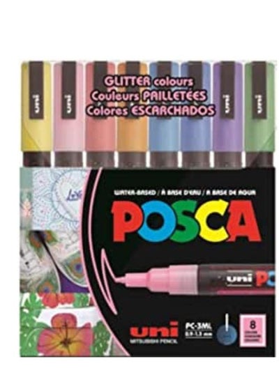 اشتري Posca Paint Marker Pen - PC-3M Fine Glitter Set 8 Colors في الامارات