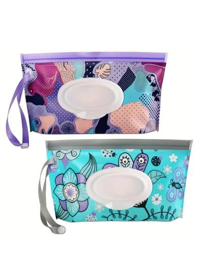 Buy 2pcs/set Wipes Containers, Reusable Portable Wet Wipe Pouch, Wipe Dispenser Container, Travel Wet Wipe Holder in UAE