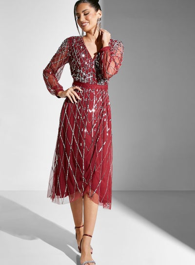 Buy Embellished Mesh Detail Dress in Saudi Arabia