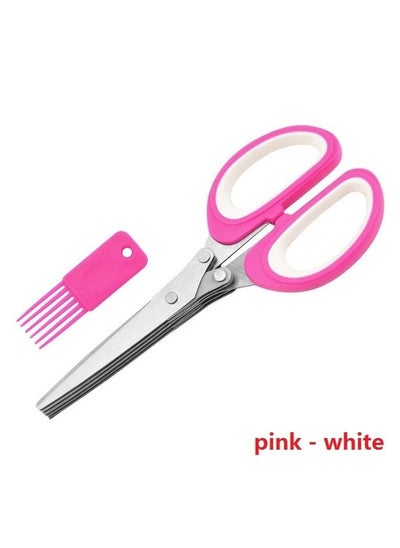 اشتري "Effortless Herb Cutting - Multipurpose 5 Blade Kitchen Scissors with Safety Cover and Cleaning Comb" في مصر