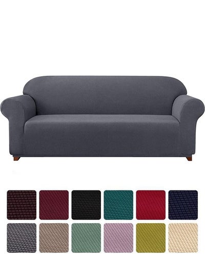 Buy Four Seater Exquisitely Full Coverage Sofa Cover Dark Grey 235-300cm in UAE
