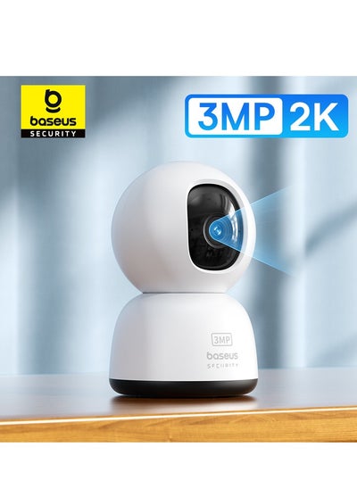 Buy 3MP 2K WiFi Indoor Security Camera with Pan & Tilt, 8x Digital Zoom, Two-Way Audio, Night Vision, Motion Detection, Baby Monitor, Supports 256GB MicroSD, Compatible with Google Assistant & Amazon Alexa, Remote Management via App, Ideal for Home Surveillance in UAE