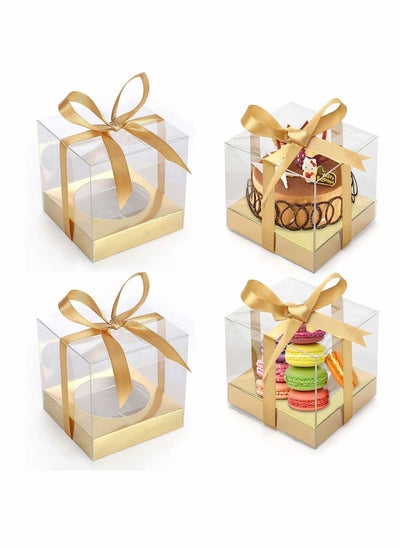 اشتري Transparent Cake Box, 12PCS PVC Clear Box Bakery Container, Macaron Cupcake Candy Cookies Muffins Dome Box Mooncake Boxes for Baby Shower Wedding Birthday Party Supplies في الامارات